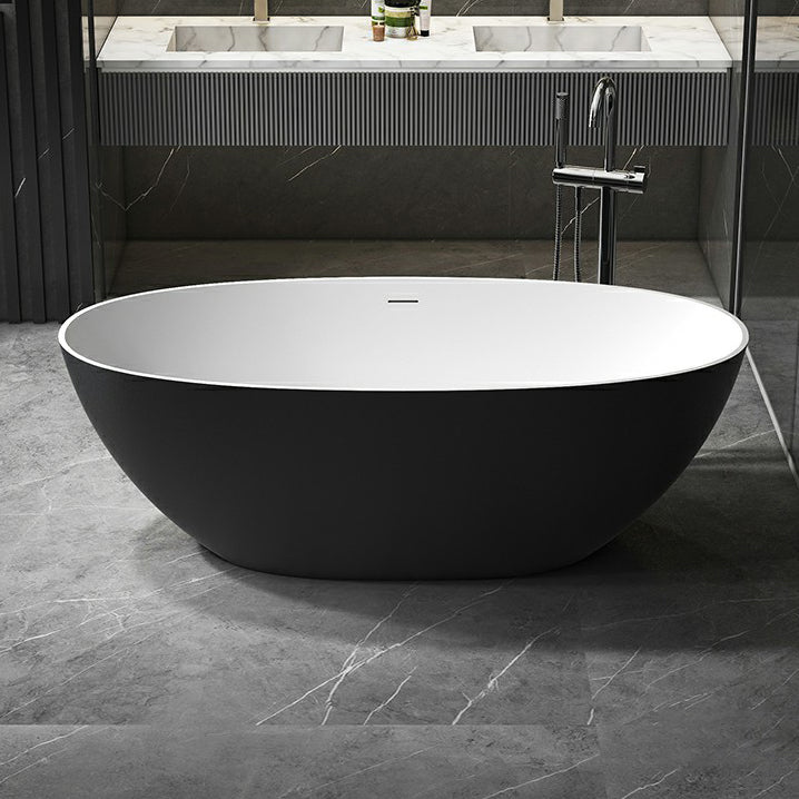 Modern Soaking Freestanding Bath Tub Stone Oval Bathtub with Overflow Trim