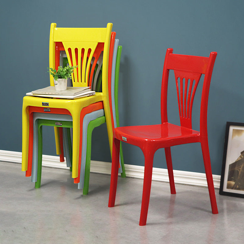 Slat Back Dining Side Chair Contemporary Plastic Dining Armless Chair