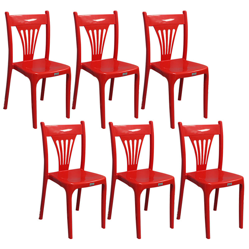 Slat Back Dining Side Chair Contemporary Plastic Dining Armless Chair