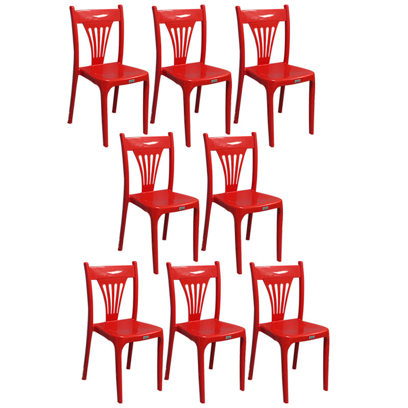 Slat Back Dining Side Chair Contemporary Plastic Dining Armless Chair