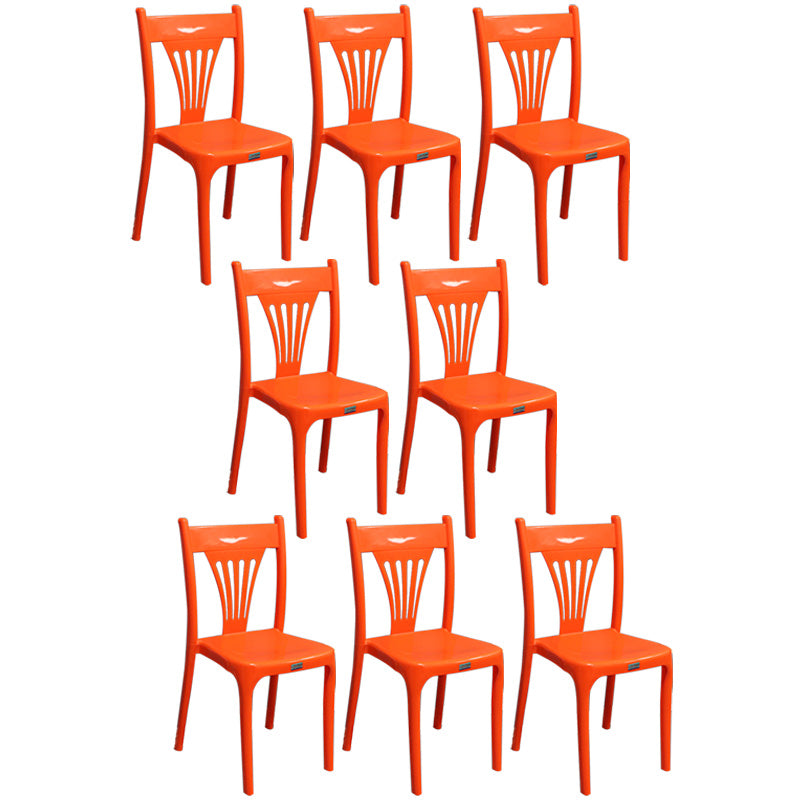 Slat Back Dining Side Chair Contemporary Plastic Dining Armless Chair