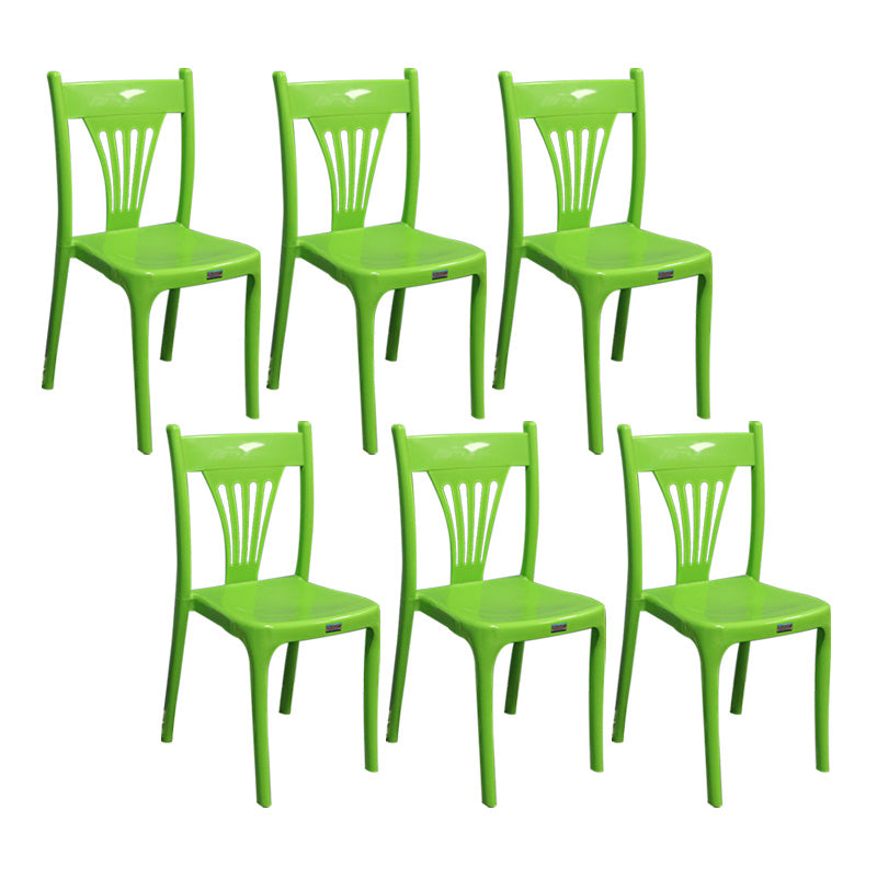 Slat Back Dining Side Chair Contemporary Plastic Dining Armless Chair