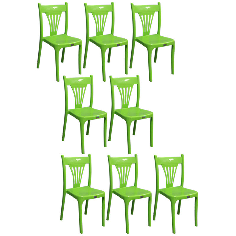 Slat Back Dining Side Chair Contemporary Plastic Dining Armless Chair