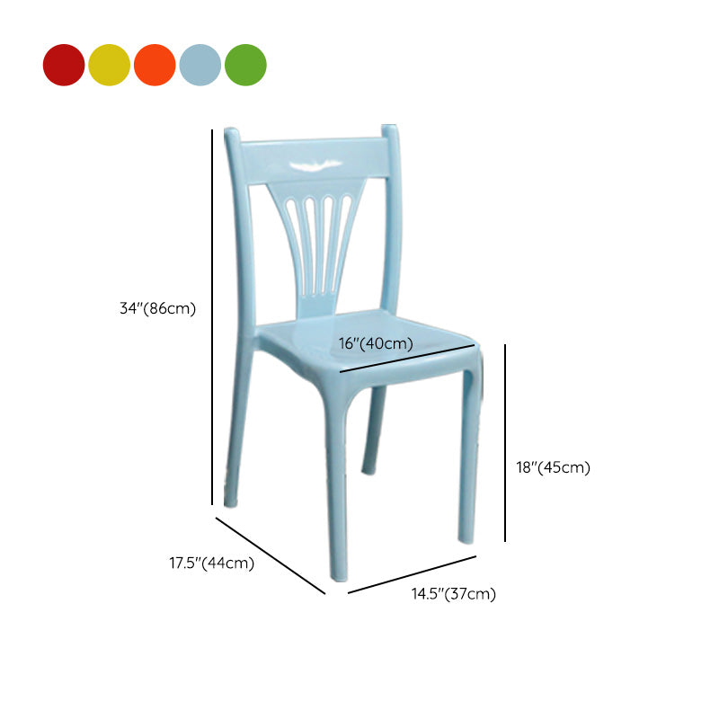 Slat Back Dining Side Chair Contemporary Plastic Dining Armless Chair