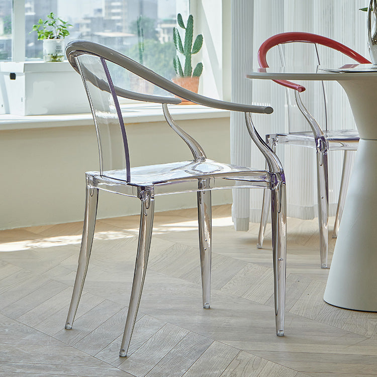 Slat Back Dining Side Chair Contemporary Plastic Dining Arm Chair