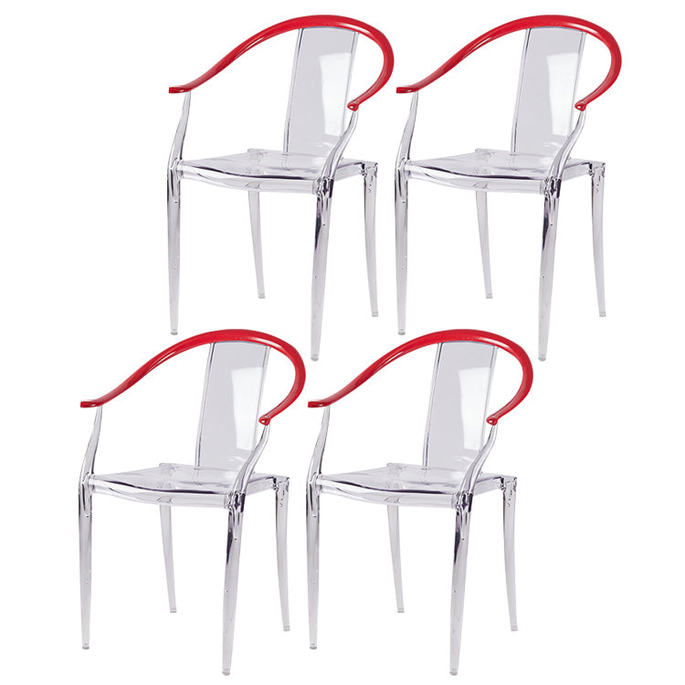 Slat Back Dining Side Chair Contemporary Plastic Dining Arm Chair
