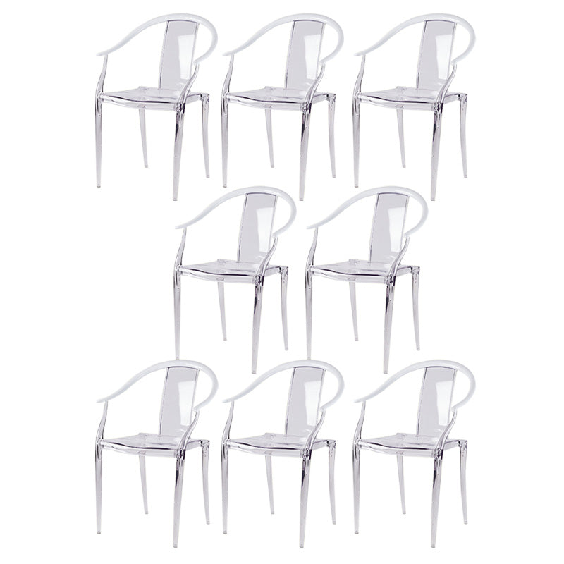 Slat Back Dining Side Chair Contemporary Plastic Dining Arm Chair