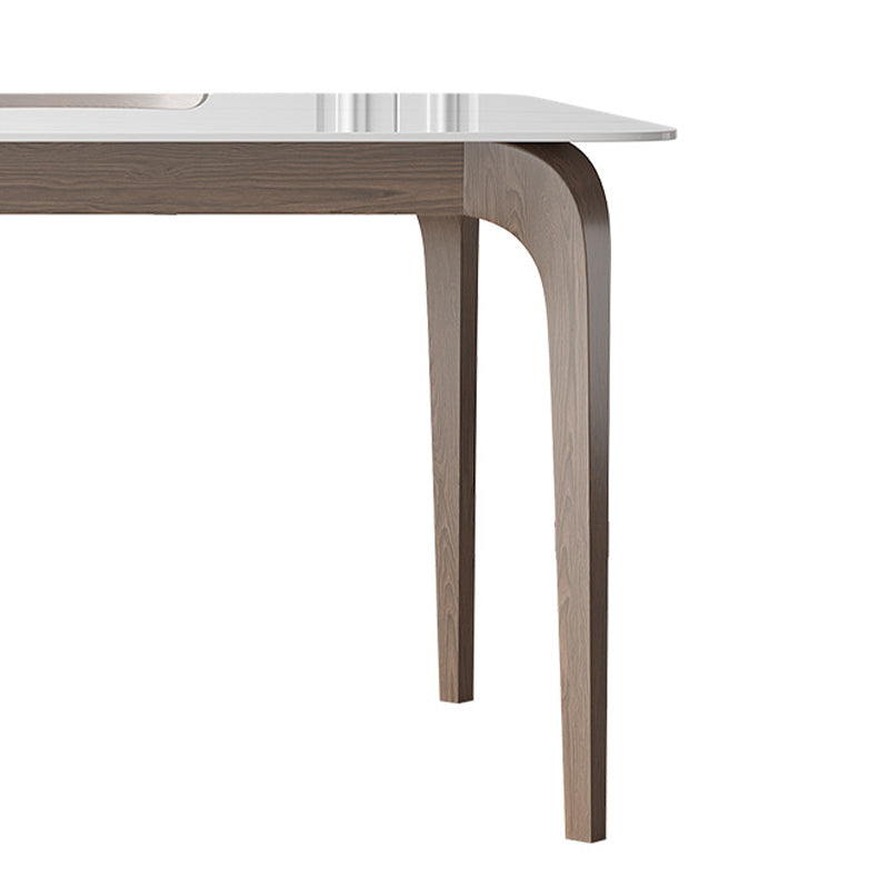 Mid-Century Dinette Table Rectangle Stone Dining Table in White