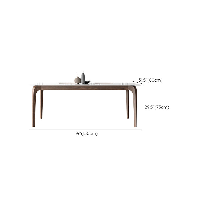 Mid-Century Dinette Table Rectangle Stone Dining Table in White