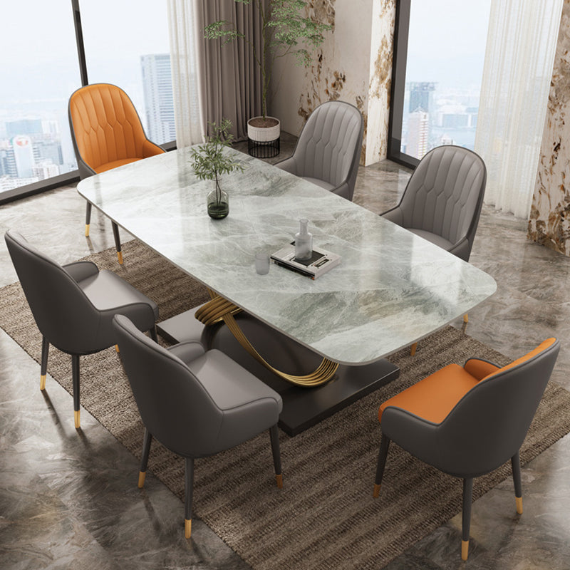 Glam Style Dinette Table Rectangle Stone Dining Room Table for Home