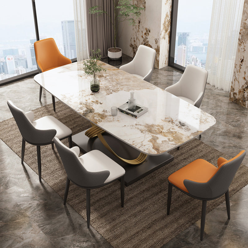 Glam Style Dinette Table Rectangle Stone Dining Room Table for Home