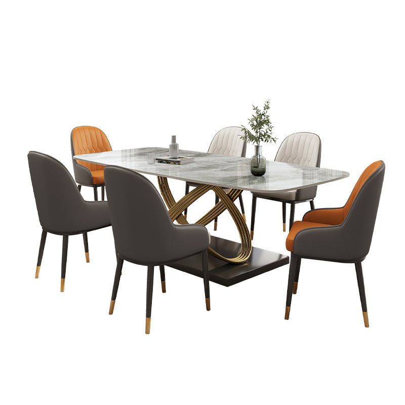 Glam Style Dinette Table Rectangle Stone Dining Room Table for Home