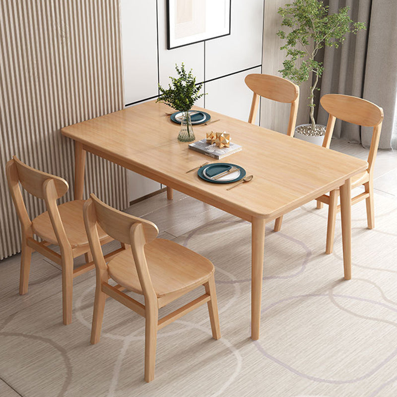 Rubberwood Solid Wood Dining Table Rectangle Dining Table for Kitchen