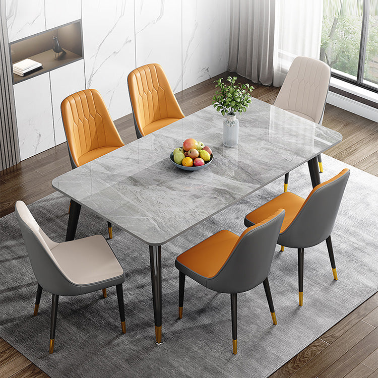 Glam Style Furniture Rectangle Stone Dining Room Table for Kitchen