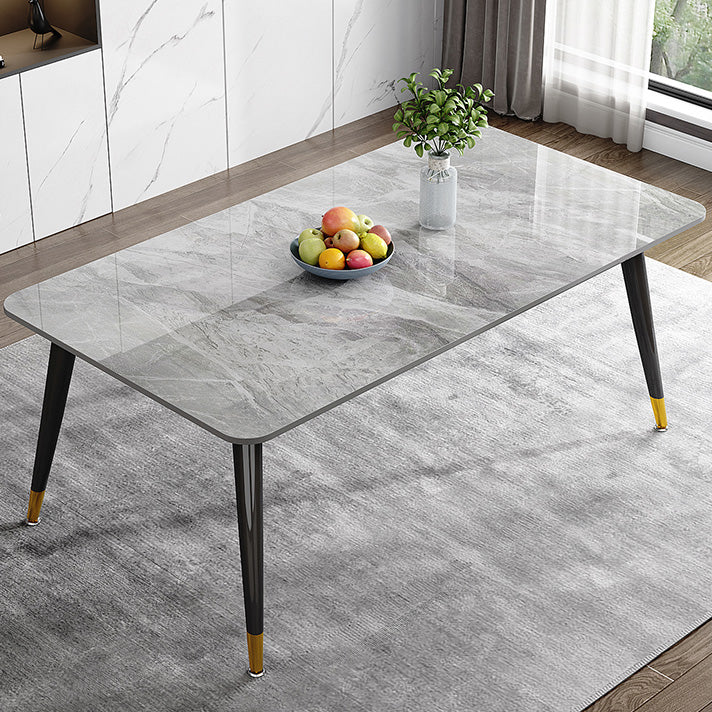 Glam Style Furniture Rectangle Stone Dining Room Table for Kitchen