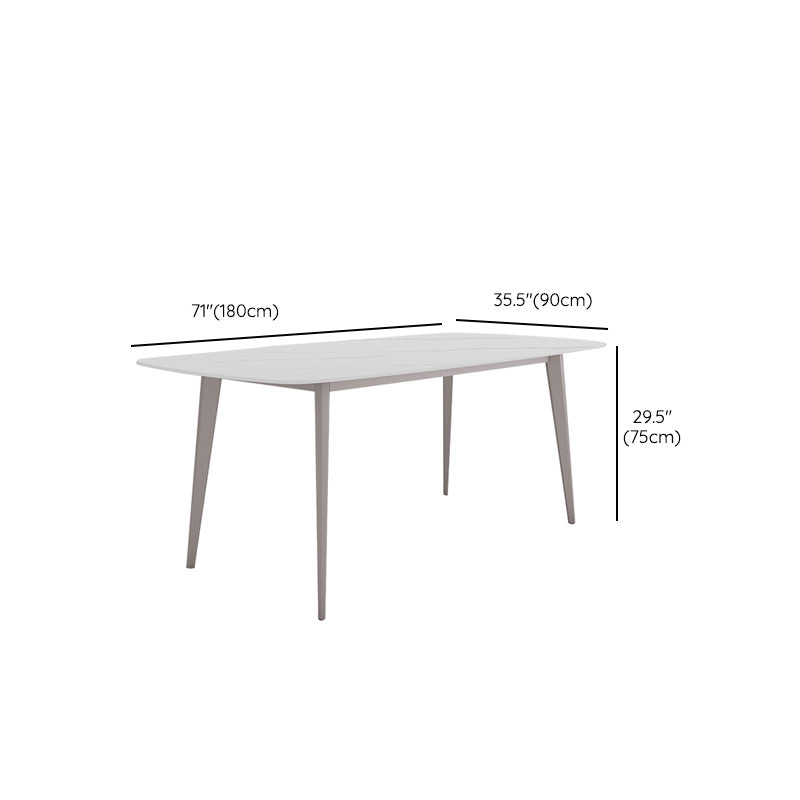 Glam Style Furniture Rectangle Stone Dining Room Table in White
