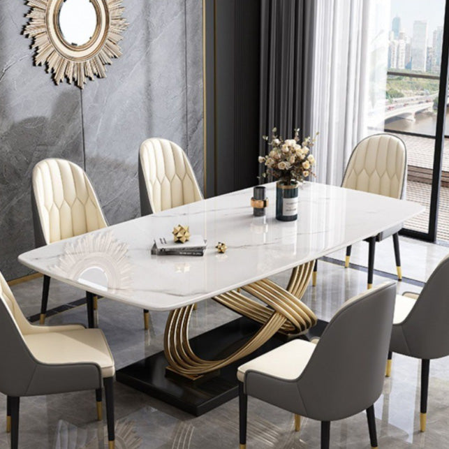 Glam Style Furniture Rectangle Stone Dining Room Table for Dining Room