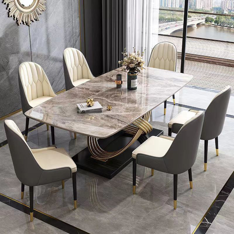 Glam Style Furniture Rectangle Stone Dining Room Table for Dining Room