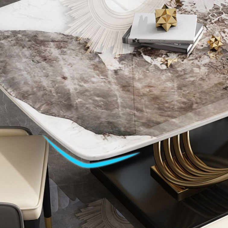 Glam Style Furniture Rectangle Stone Dining Room Table for Dining Room
