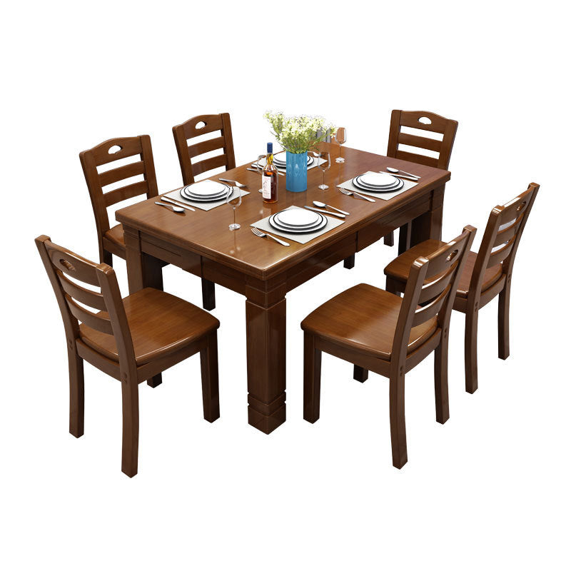 Solid Wood Dining Table 4 Legs Dining Room Table for Kitchen