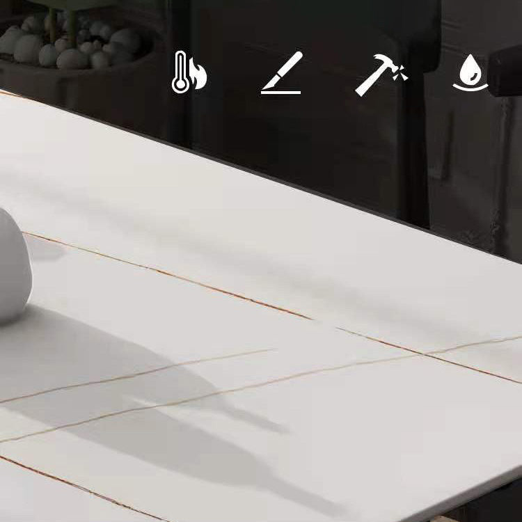 Simplicity Dining Room Table Rectangle Stone Furniture in White