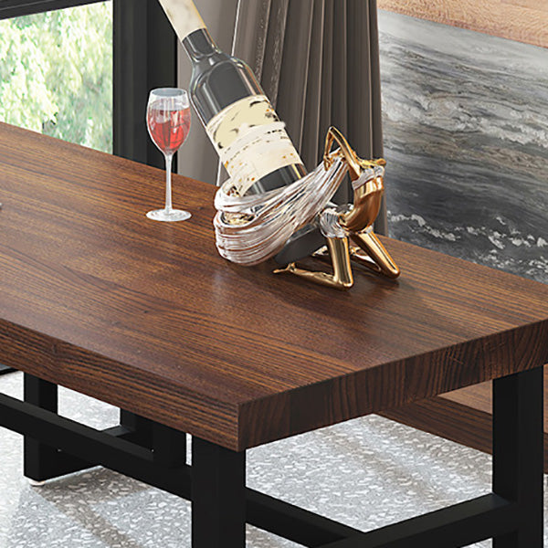 Industrial Dining Room Table Solid Wood Rectangle Dinette Table in Brown