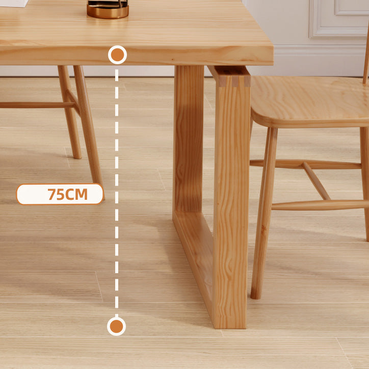 Industrial Dining Room Table Solid Wood Rectangle Dinette Table in Natural