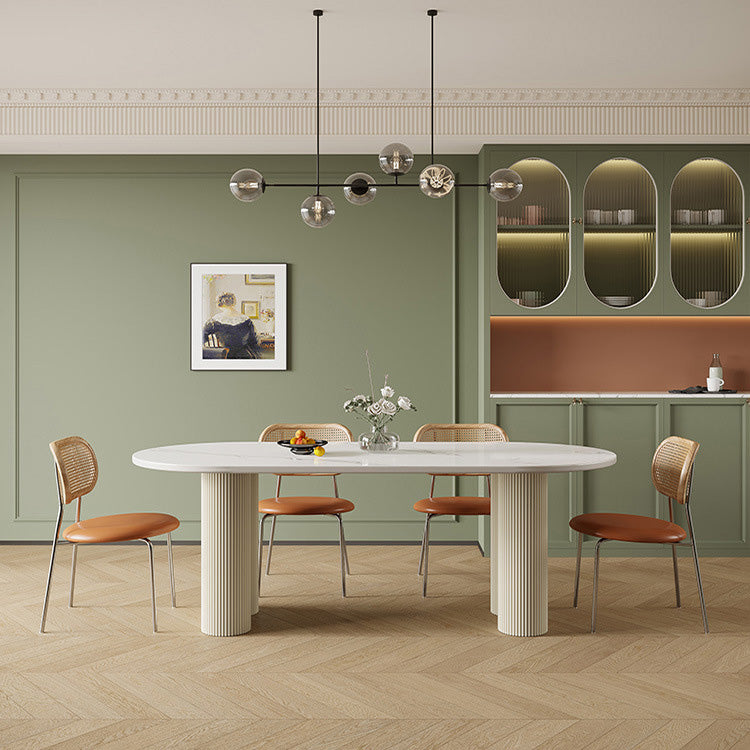 Simplicity Dinette Table Oval Stone Dining Room Table for Dining Room