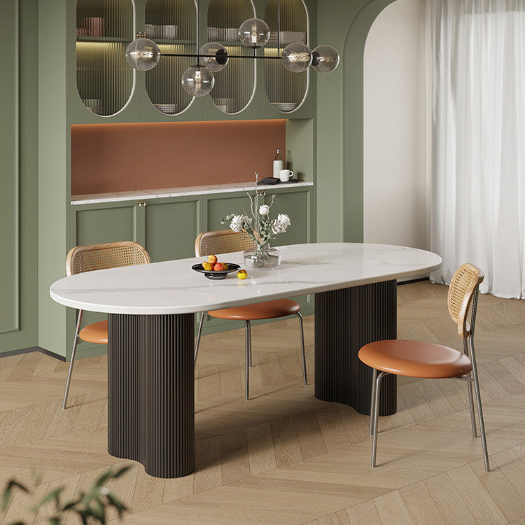 Simplicity Dinette Table Oval Stone Dining Room Table for Dining Room