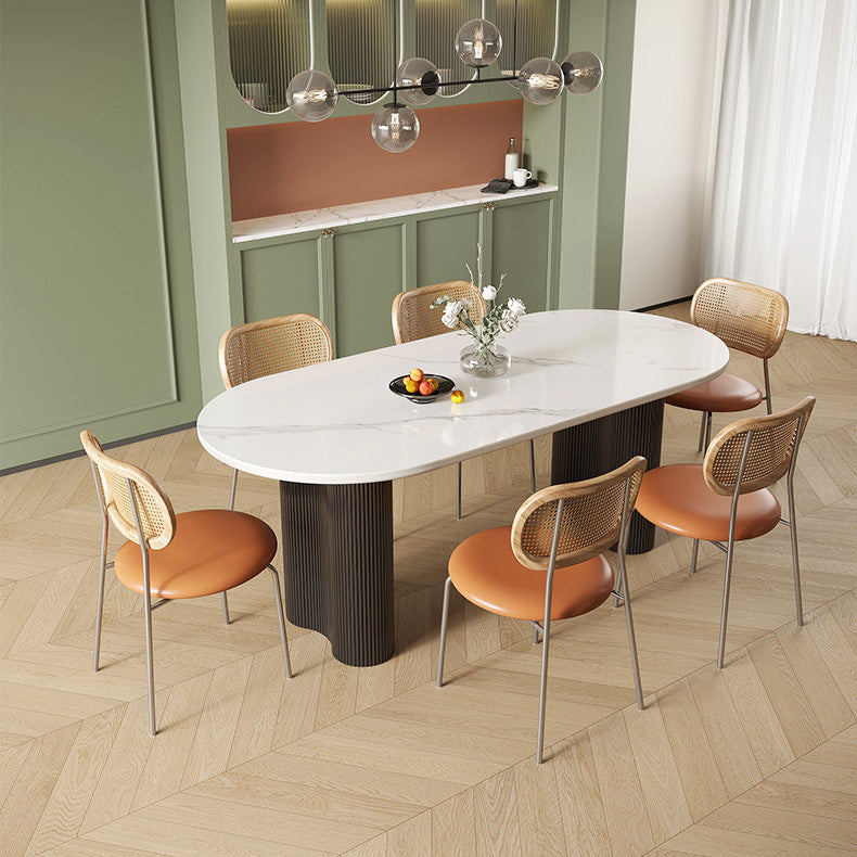 Simplicity Dinette Table Oval Stone Dining Room Table for Dining Room