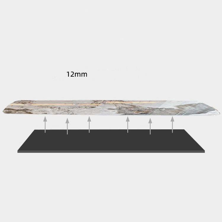 Glam Dinette Table Stone Rectangle Dining Room Table in White