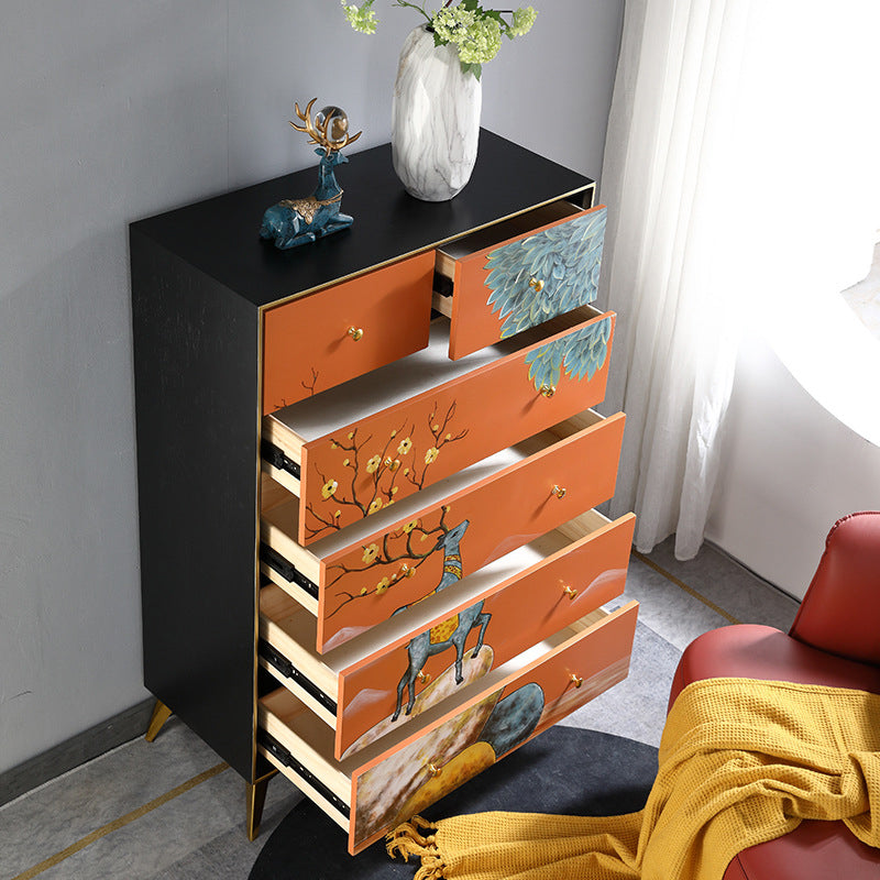 Classic Glam Lingerie Chest Wood Vertical Storage Chest with Drawers for Bedroom