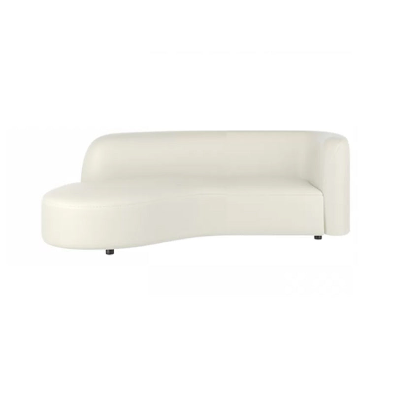 Sloped Arm Curved Sectional Modern Faux Leather White Sectional