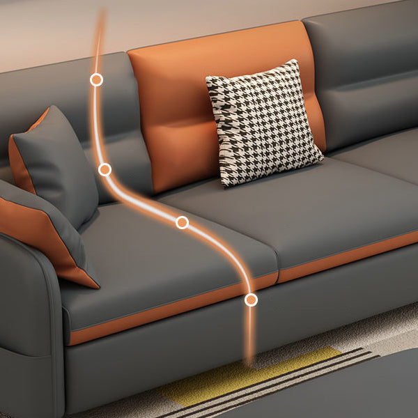 Faux Leather Sectional Sofa 29.52" High Recessed Arm Sectional Sofa, Stain-Resistant