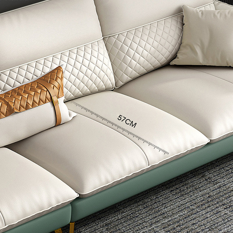 Genuine Leather Sectional Sofa 35.43" High Sofa with Cushion Back