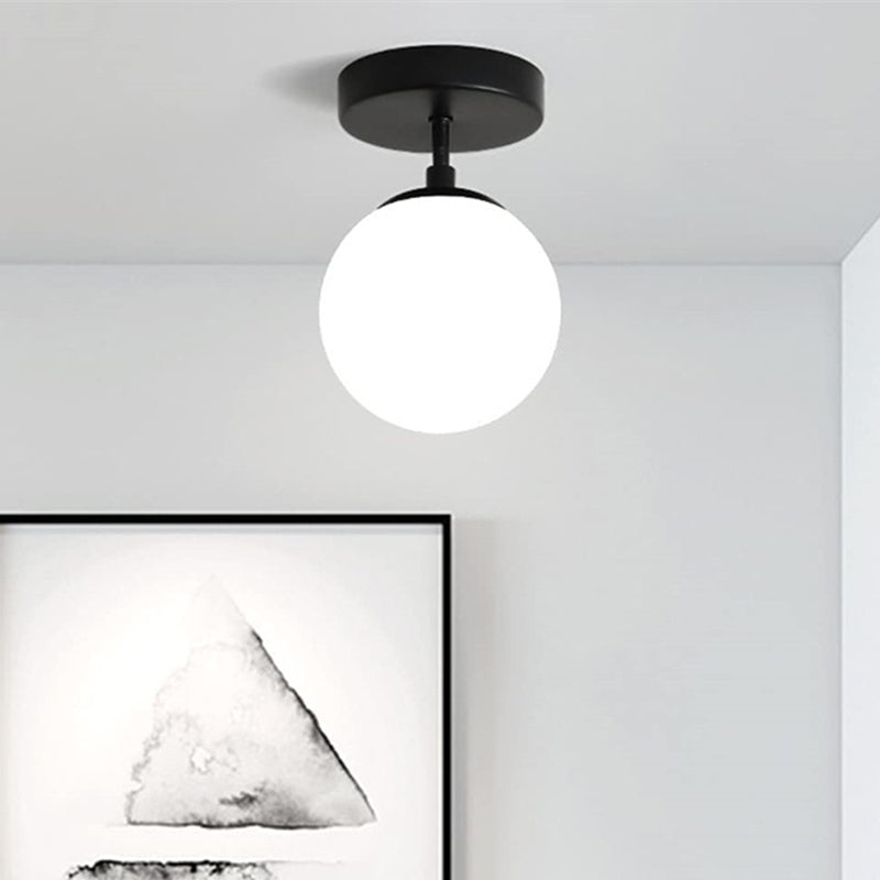 White Globe Shaded Ceiling Light Modernism Flush Mount Lighting for Foyer