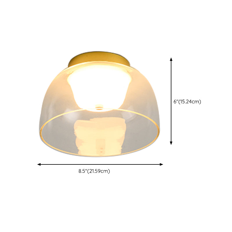 Modern Metal Flush Mount Geometric Shape Ceiling Lamp with Glass Shade for Living Room