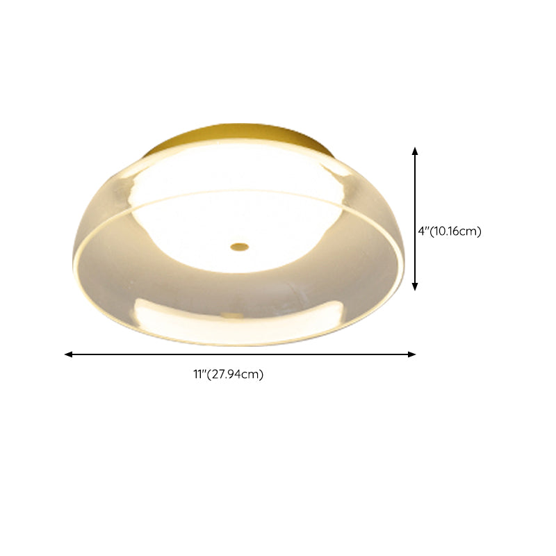 Modern Metal Flush Mount Geometric Shape Ceiling Lamp with Glass Shade for Living Room