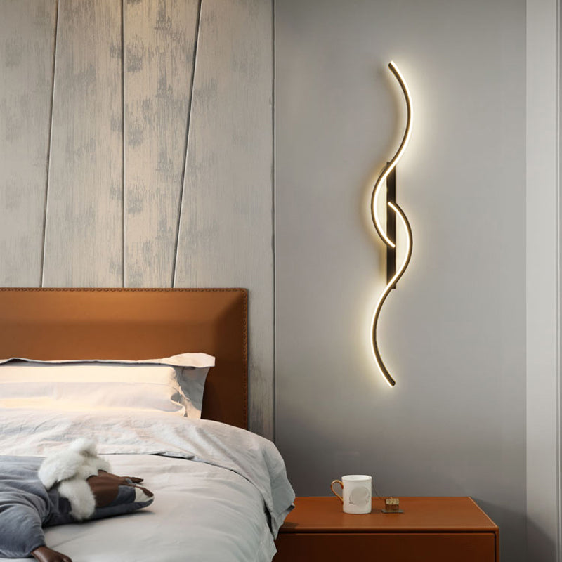 Linear Shape Metal Wall Light Modern Style 2 Lights Wall Light Sconce in Black