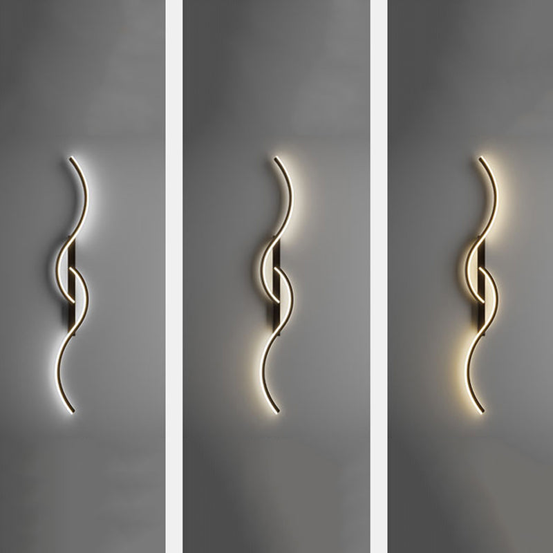 Linear Shape Metal Wall Light Modern Style 2 Lights Wall Light Sconce in Black