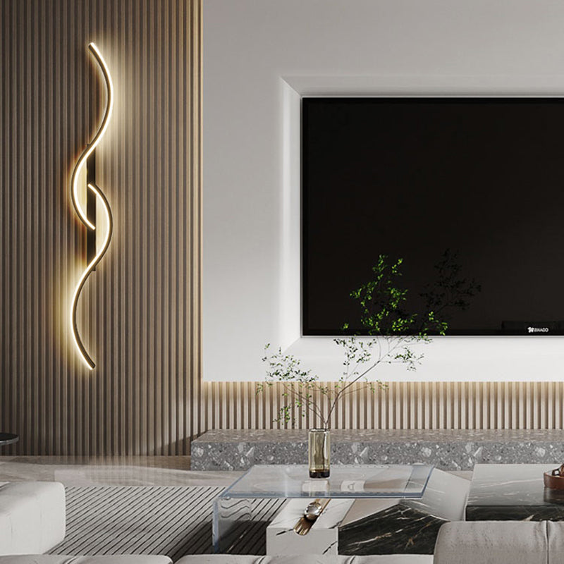 Linear Shape Metal Wall Light Modern Style 2 Lights Wall Light Sconce in Black