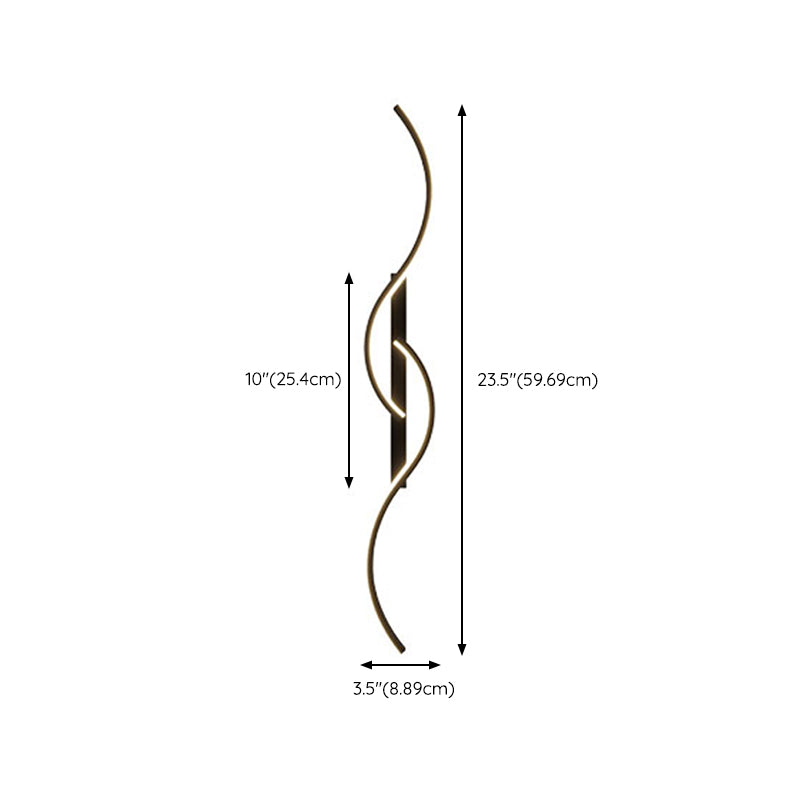 Linear Shape Metal Wall Light Modern Style 2 Lights Wall Light Sconce in Black