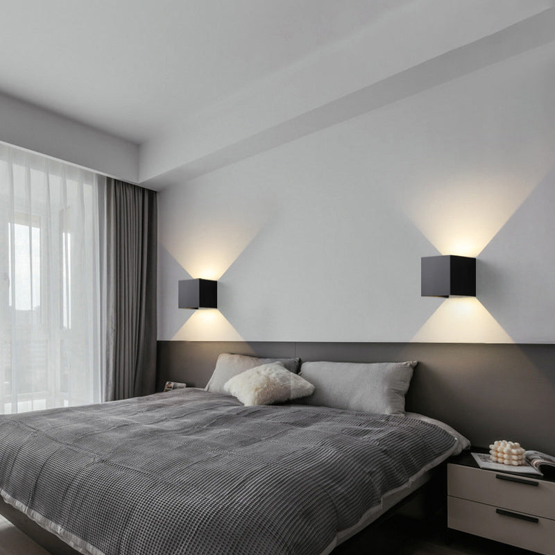Minimalism Wall Sconce Square Wall Light Fixture with Metal Shade for Bedroom