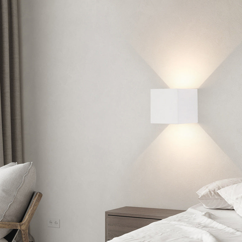 Minimalism Wall Sconce Square Wall Light Fixture with Metal Shade for Bedroom