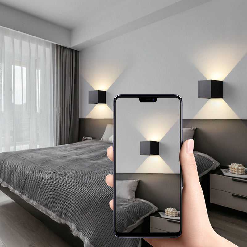Minimalism Wall Sconce Square Wall Light Fixture with Metal Shade for Bedroom