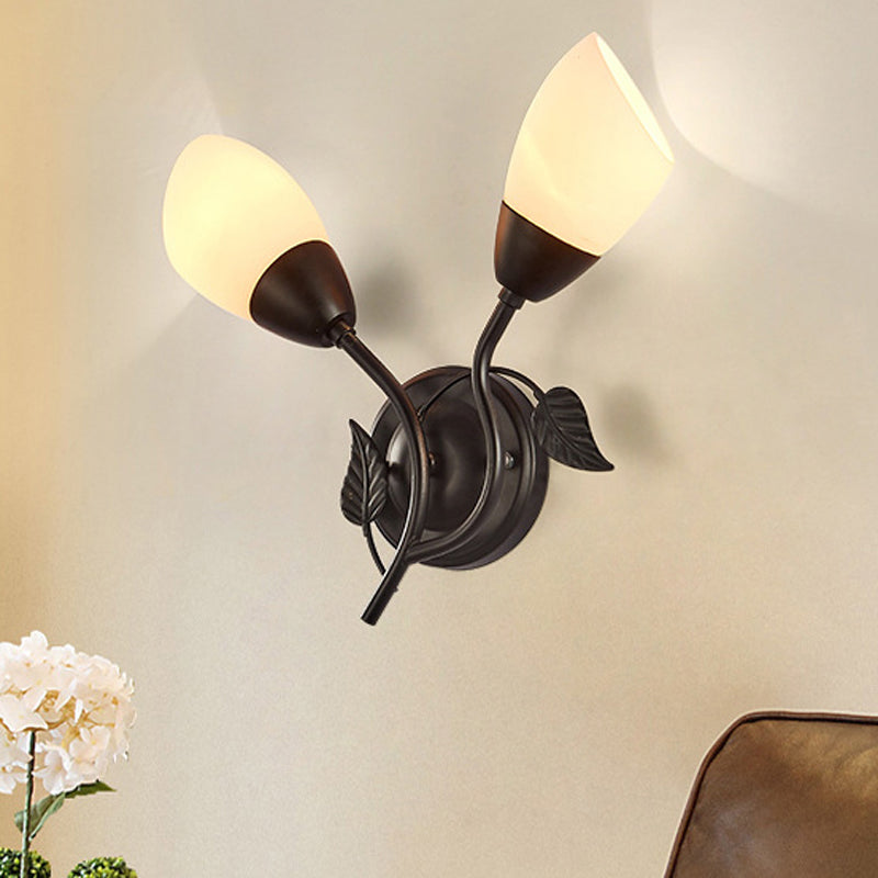 Modernist Wall Sconce Flower Wall Light Fixture with Glass and Metal for Bedroom