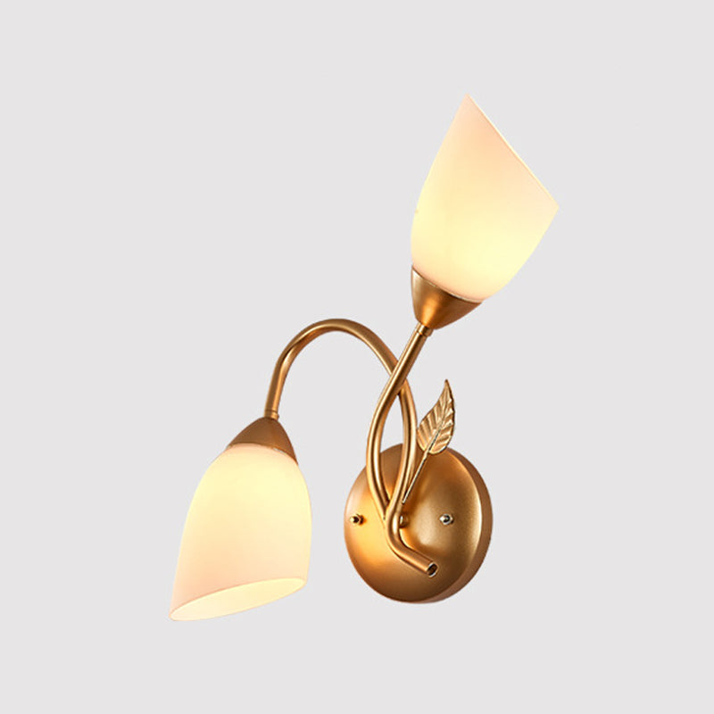 Modernist Wall Sconce Flower Wall Light Fixture with Glass and Metal for Bedroom