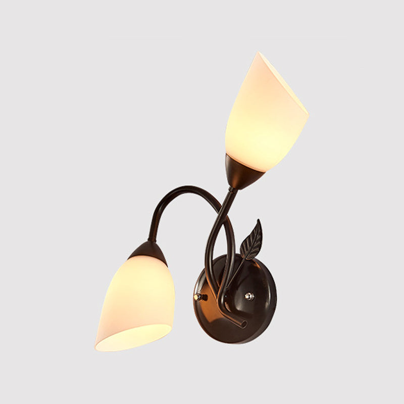 Modernist Wall Sconce Flower Wall Light Fixture with Glass and Metal for Bedroom