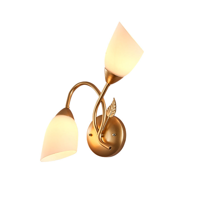 Modernist Wall Sconce Flower Wall Light Fixture with Glass and Metal for Bedroom
