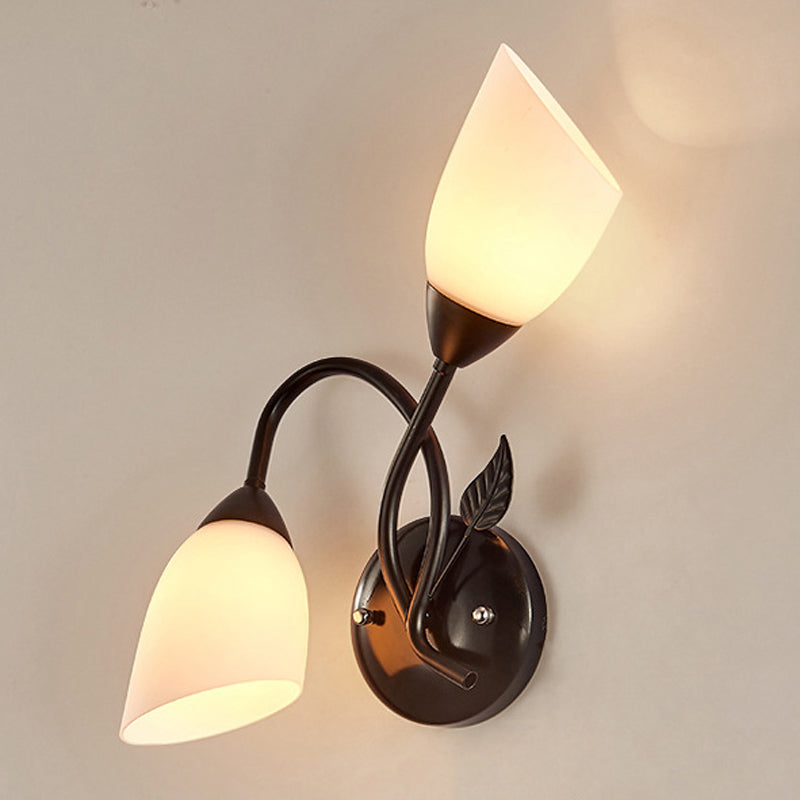 Modernist Wall Sconce Flower Wall Light Fixture with Glass and Metal for Bedroom
